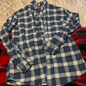 Croft & Barrow Navy and White Plaid Shirt